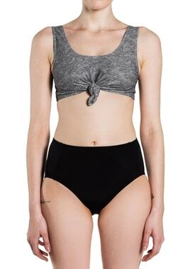 Beth Richards Women's Gray Heather Knotted Knot Bikini Swim Top Size Small